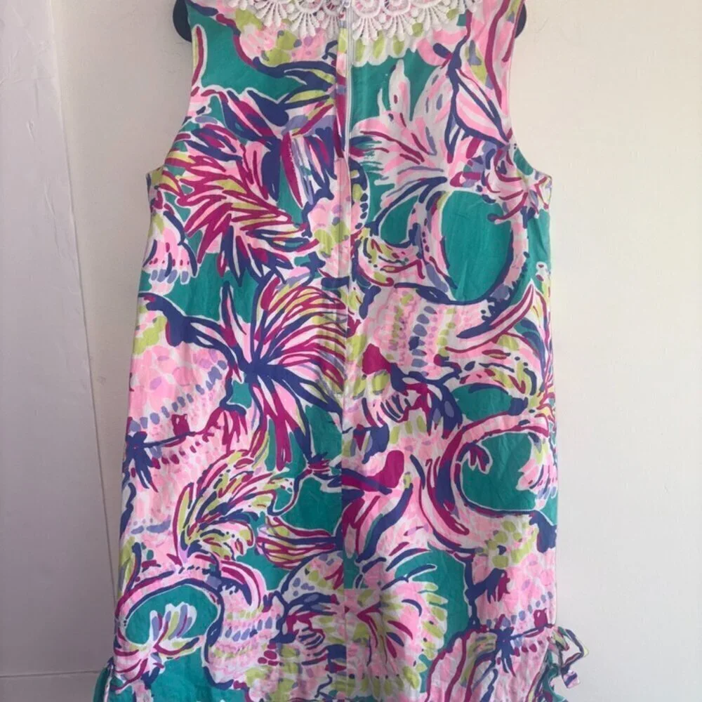 NWOT Lilly Pulitzer Tropical Floral Shift Dress Girls Side-Tie Size 10